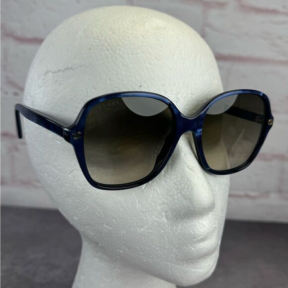 Gucci Sunglasses Blue Crystal/Non-Polarized Brown Gradient Lens GG0092S - Picture 7 of 15